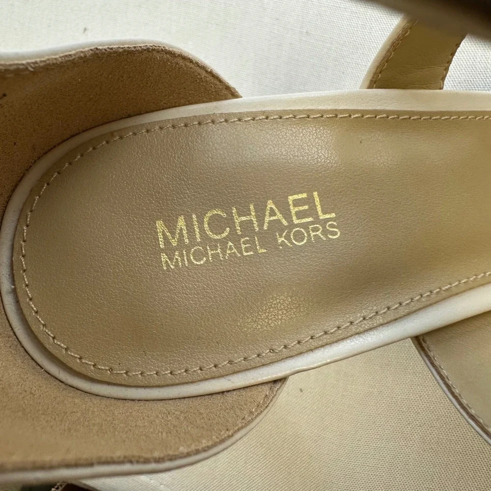 Michael  Kors Kinsley Heeled Sandals Womens 8 Cream Strappy Dress Shoes